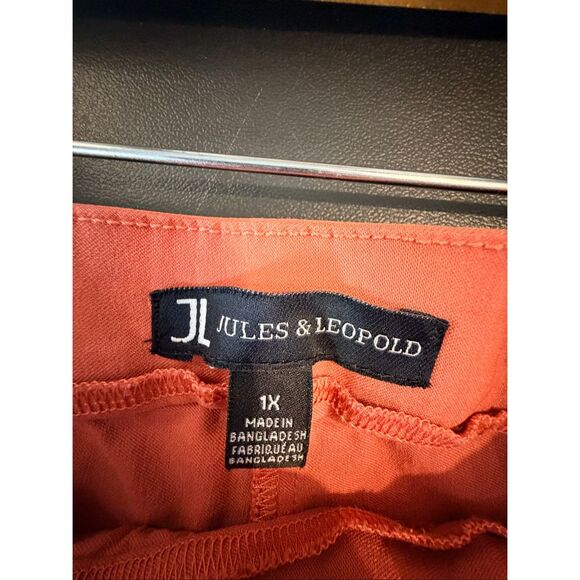 JULES & LEOPOLD • Coral Pink High Waisted Skinny Straight Leg Crop Dress Slacks - Picture 6 of 9